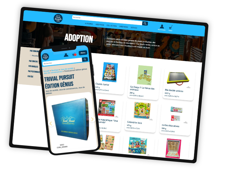 Linaïa réalisation : Copains des jouets - Écran responsive mobile