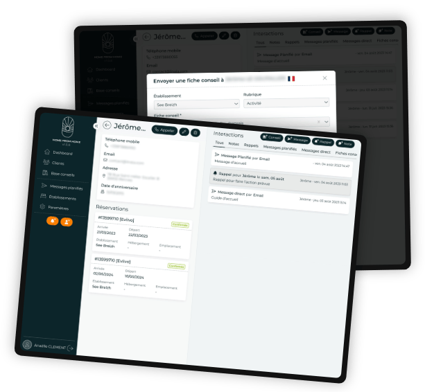 Linaïa réalisation : Home from Home - Écran responsive mobile