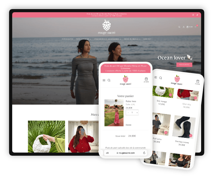 Linaïa réalisation : Rouge Sucré - Écran responsive mobile